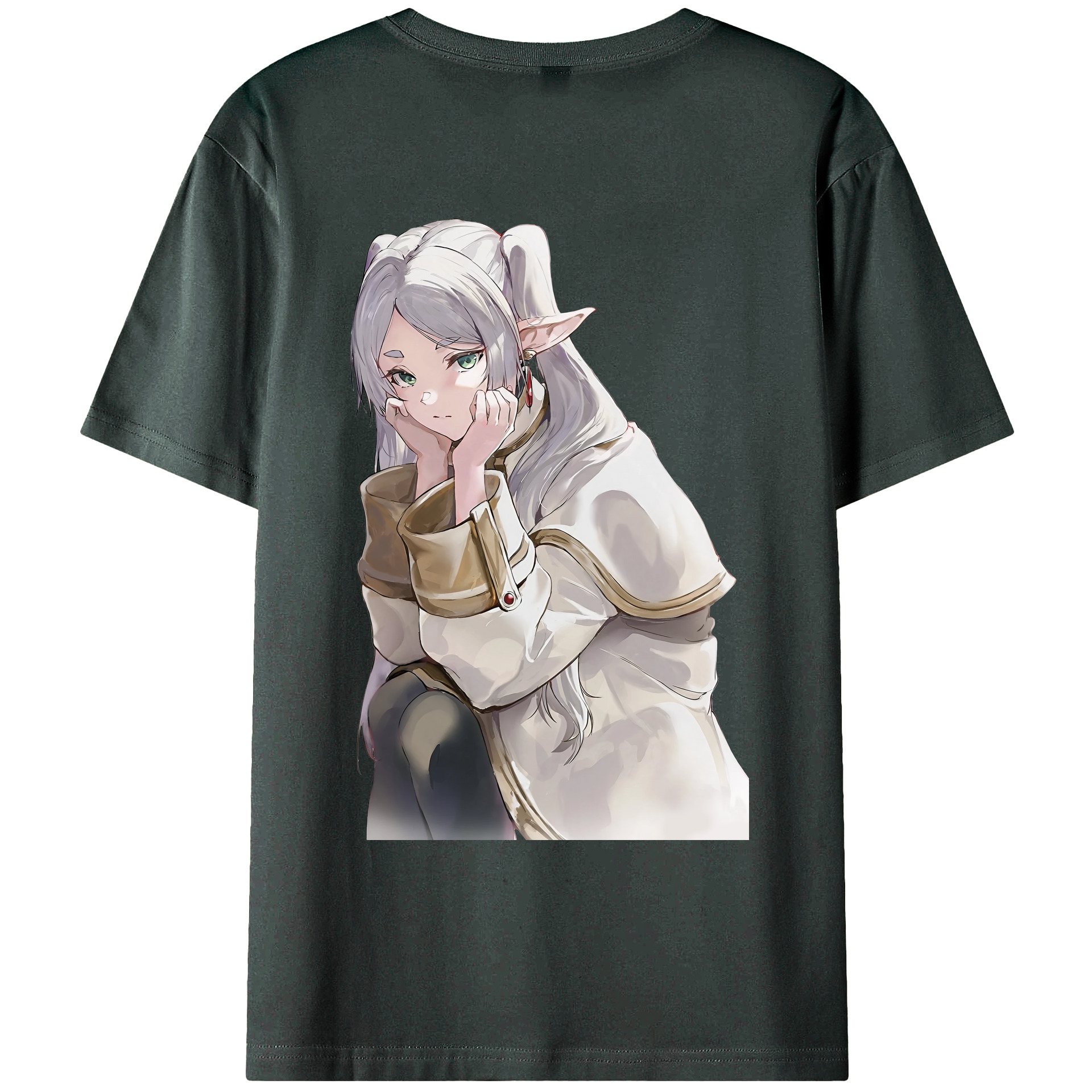 （画像用） 葬送のフリーレン Frieren 綿100％ メンズ半袖Tシャツ（バックプリント） 通気性